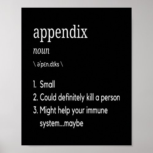 Appendix Definition Appendicitis Appendectomy Poster