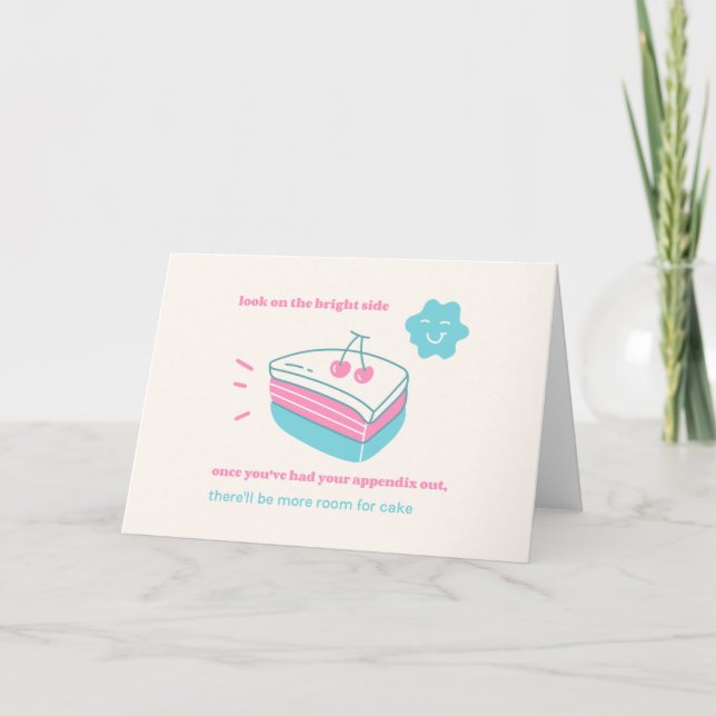 Appendix Out More Room for Cake Appendicitis Letterpress Thank You Card (Front)