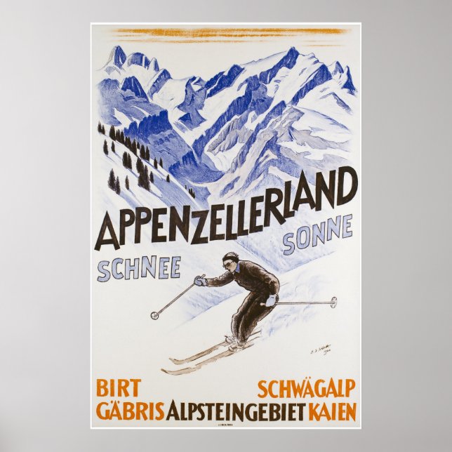 Appenzellerland, Schnee Sonne,Travel Ski Poster (Front)