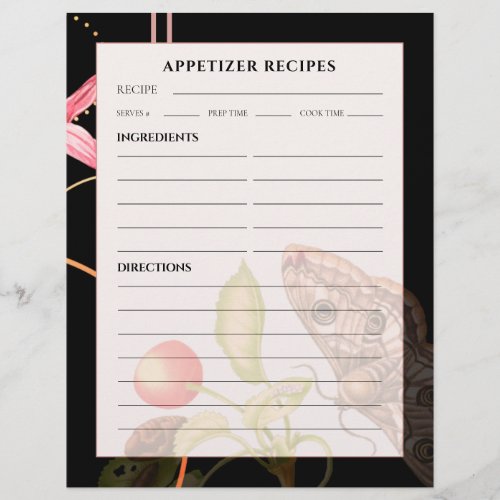 Appetizer Recipes  Black Botanical Butterfly