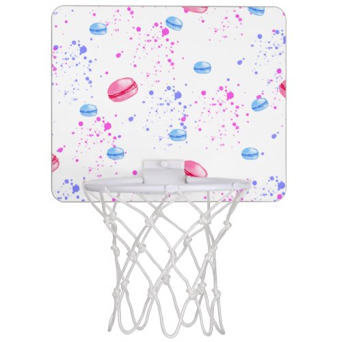 Appetizing macarons in watercolor splatters mini basketball hoop