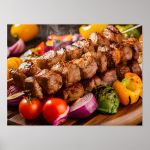 Appetizing Shish Kebab with Grilled Meat Poster
