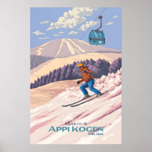 Appi Kogen Japan Ski Resort Travel Poster