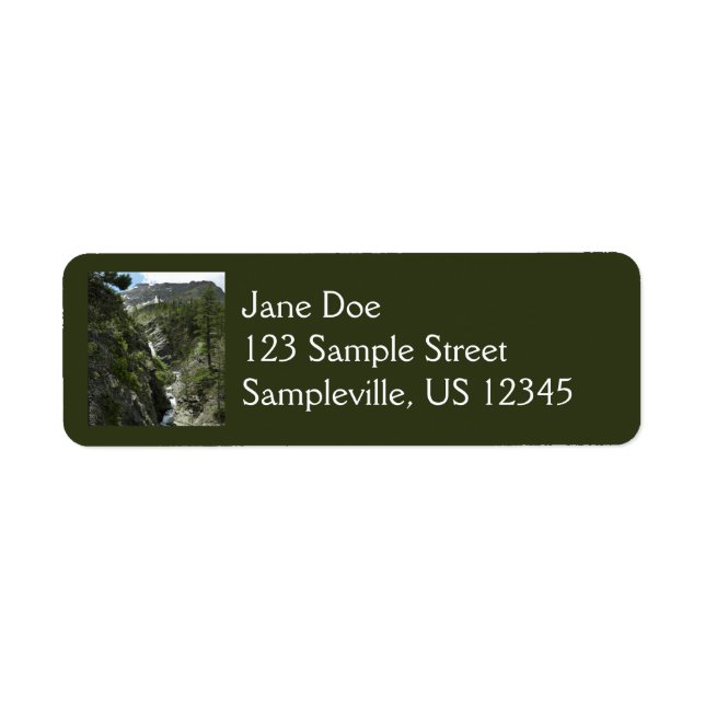 Appistoki Falls and Peak at Glacier National Park Label (Front)