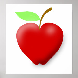 apple-148455 RED HEART SHAPED APPLE VECTOR FRUIT H Poster