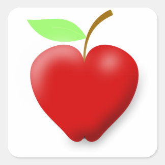 apple-148455 RED HEART SHAPED APPLE VECTOR FRUIT H Square Sticker