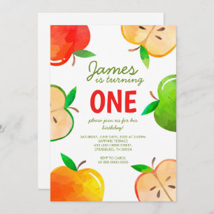 Apple 1st Birthday Bushel Of Fun Birthday Invitation