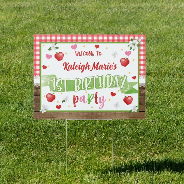 Apple 1st Birthday Yard Sign (Insitu)