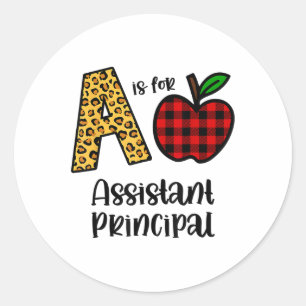 Apple A Is For Istant Principal Ck To School Classic Round Sticker
