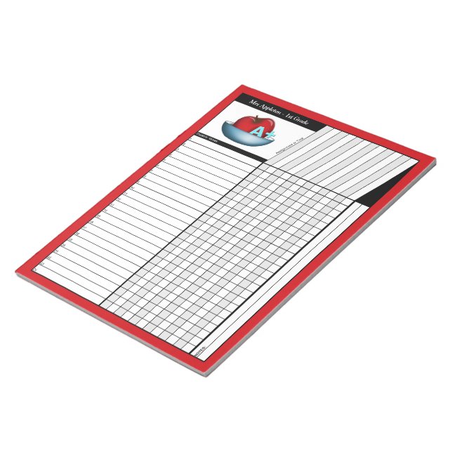 Apple A+ Red Teachers' Grade Sheets Notepad (Angled)