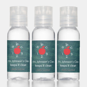Apple ABC 123 Chalkboard Teacher's Name & Message Hand Sanitizer