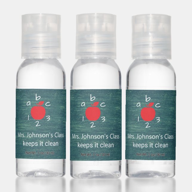 Apple ABC 123 Chalkboard Teacher's Name & Message Hand Sanitizer (Set)