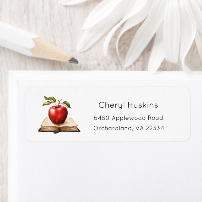Apple Address Label, Back to School Label (Insitu)