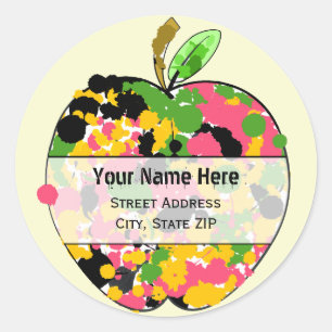 Apple Address Label - Multi Color Paint Splatter