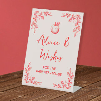 Apple Advice & Wishes Fall Baby Shower Pedestal Sign