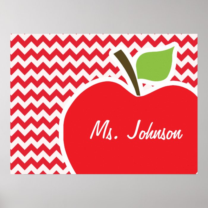 Apple; Alizarin Crimson Chevron Posters