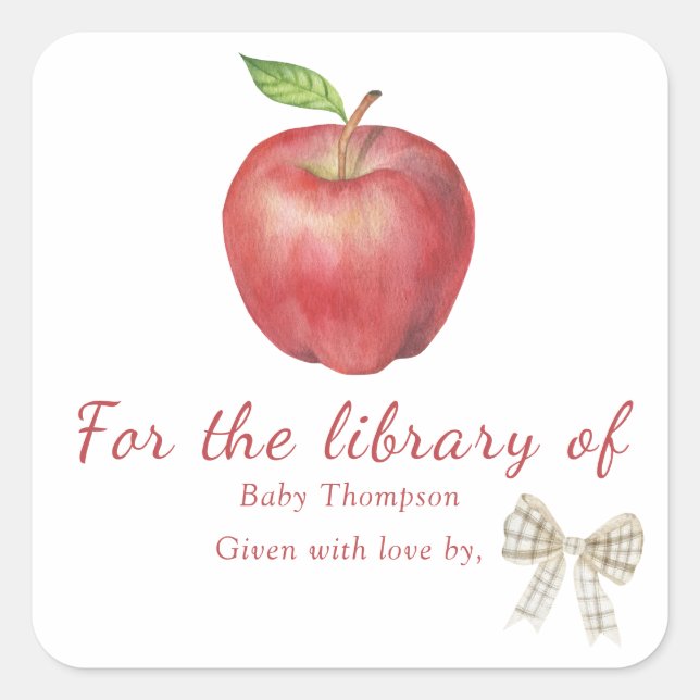 Apple and bow - bookplate for the library of (Front)