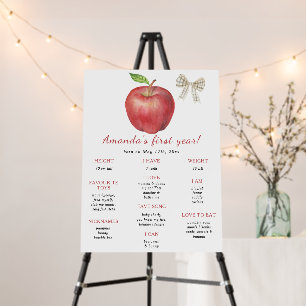Apple and Bow First Birthday Milestone Birthday Foam Board
