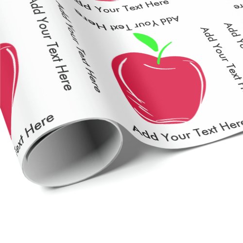 Apple and Custom Text Teachers Birthday Wrapping Paper
