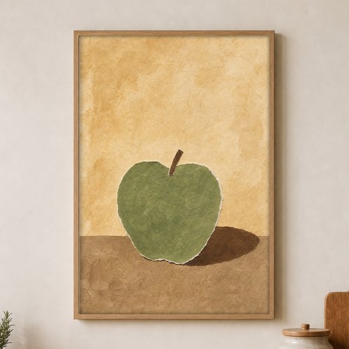 Apple and Its Shadow Watercolour Poster