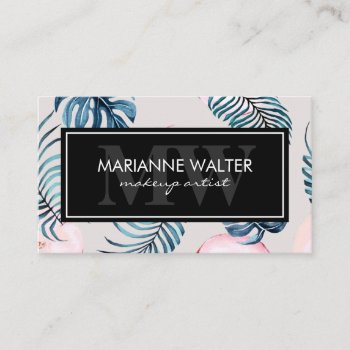 Apple And Monstera Leaves Business Card by lovely_businesscards at Zazzle