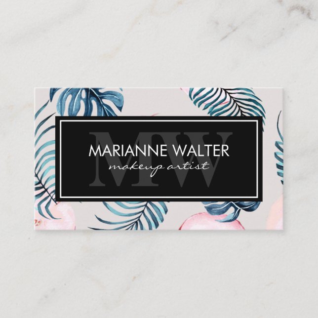 Apple and Monstera Leaves Business Card (Front)