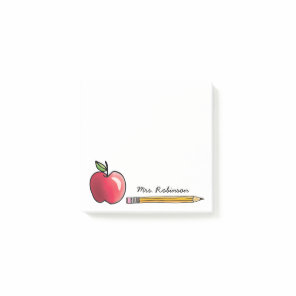 Apple and Pencil Personalized Teacher 3 x 3 Post-it Notes