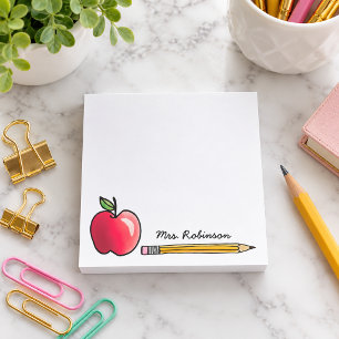Apple and Pencil Personalized Teacher 3 x 3 Post-it Notes