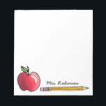 Apple and Pencil Personalized Teacher 5.5 x 6 Notepad<br><div class="desc">A red apple and a pencil along with a name to personalize decorate this school themed notepad.  Great gift for a teacher or student!</div>