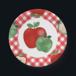 Apple and Red Plaid Birthday Paper Plates<br><div class="desc">Apple of our eye 1st birthday party invitation. Fall birthday theme.</div>