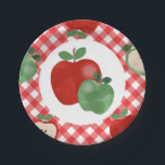 Apple and Red Plaid Birthday Paper Plates<br><div class="desc">Apple of our eye 1st birthday party invitation. Fall birthday theme.</div>