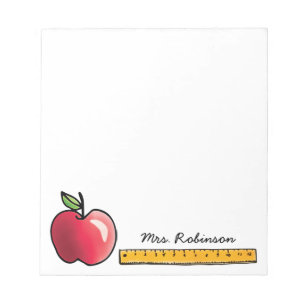 Apple and Ruler Personalized Teacher 5.5 x 6 Notepad