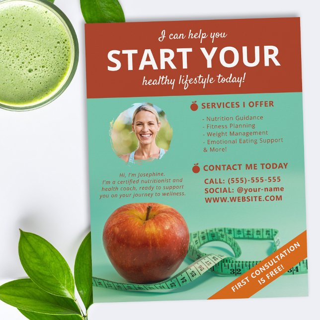 Apple And Tape Dietician Nutritionist Health Coach Flyer (Creator Uploaded)