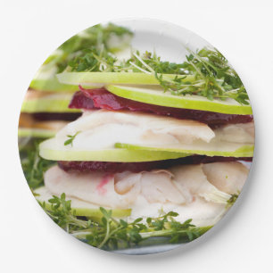 Apple and trout appetizer paper plates