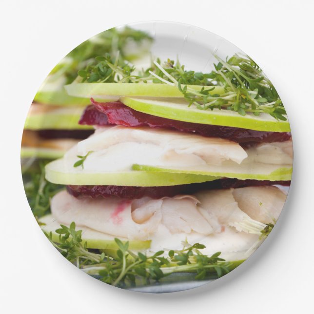Apple and trout appetizer paper plates (Front)