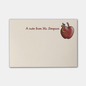 Apple And Worm For The Teacher Post-it Notes by colorwash at Zazzle