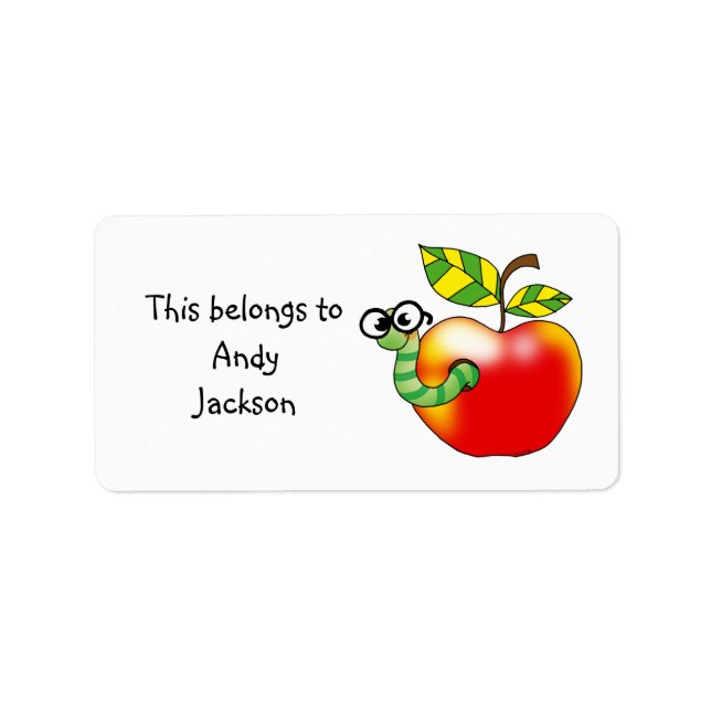 Apple and Worm Personalized Label   (Front)