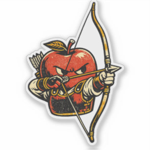Apple Archer — Funny Fruit Japanese Archer Vintage Sticker