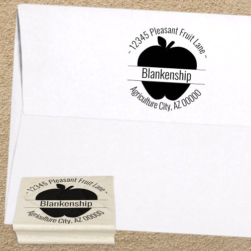 Apple Artwork Round Address Custom Name  Rubber Stamp