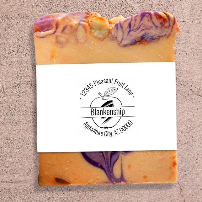 Apple Artwork Round Address Custom Name Rubber Stamp (Creator Uploaded)