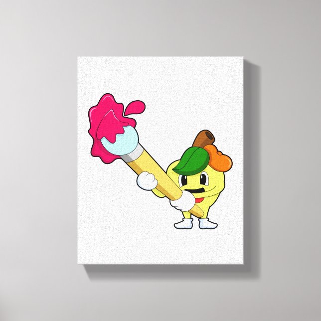 Apple as Painter with Paint brush Canvas Print (Front)