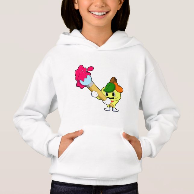 Apple as Painter with Paint brush Hoodie (Front)