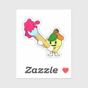 Apple as Painter with Paint brush Sticker