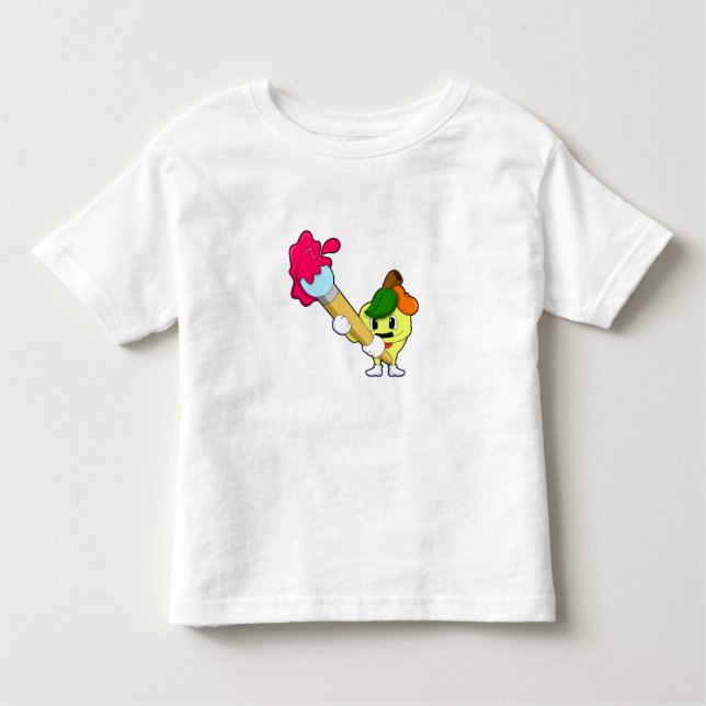 Apple as Painter with Paint brush Toddler T-shirt (Front)