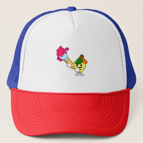 Apple as Painter with Paint brush Trucker Hat