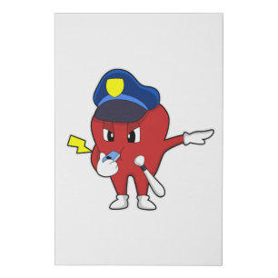 Apple as Police officer with Whistle & Baton Faux Canvas Print