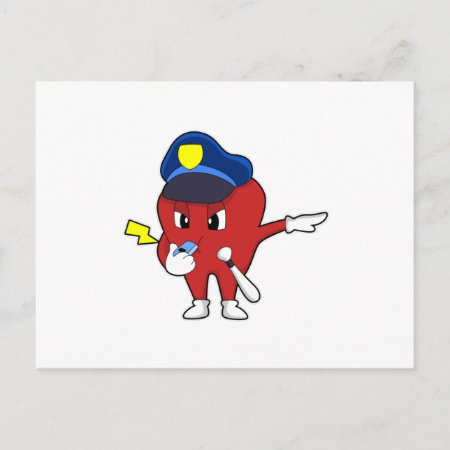 Apple as Police officer with Whistle & Baton Postcard (Front)