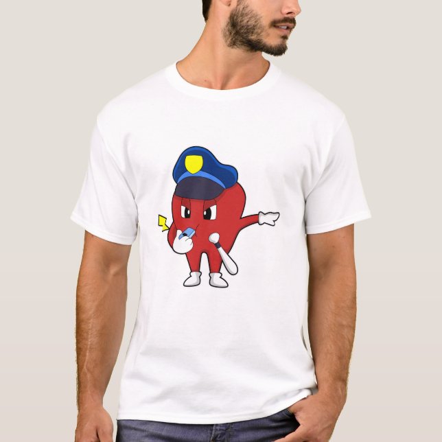 Apple as Police officer with Whistle & Baton T-Shirt (Front)