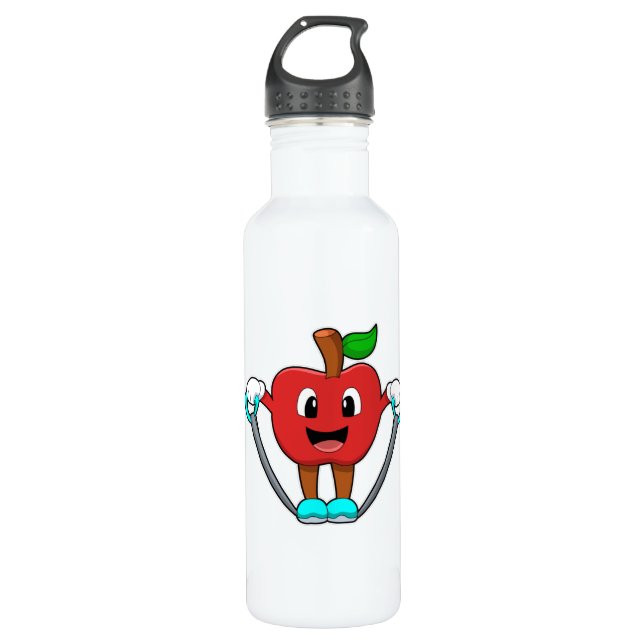 Apple at Fitness with Rope Stainless Steel Water Bottle (Front)