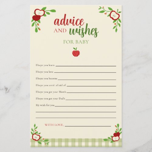 Apple Baby Shower Advice and Wishes Fall Orchard